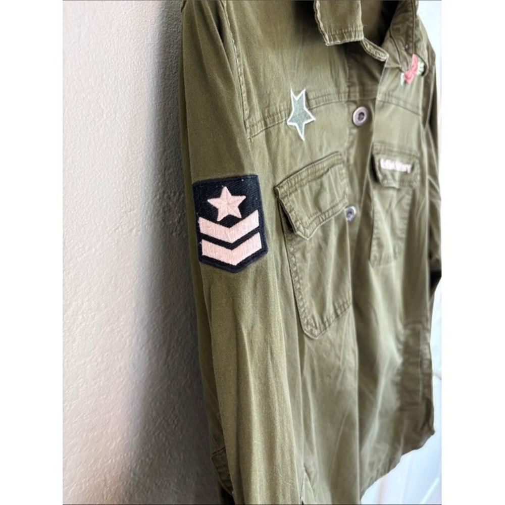 Idyllwind Western Boho Military Shirt Jacket Patches Embroidery Pockets - Picture 7 of 14